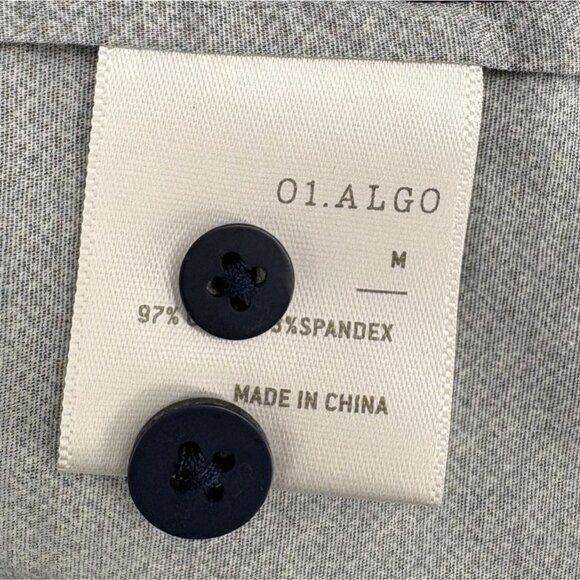 01.Algo Mens Slim Fit Long Sleeve Button-Up Shirt M Blue Going Out Date Night - Picture 6 of 11